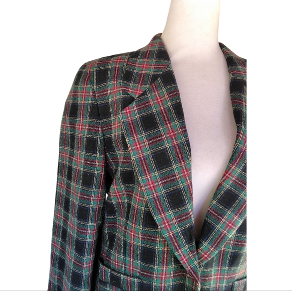 Pendleton Authentic Black Stewart Tartan Plaid Blazer Skirt Wool Suit Set Size 8 - Picture 4 of 14